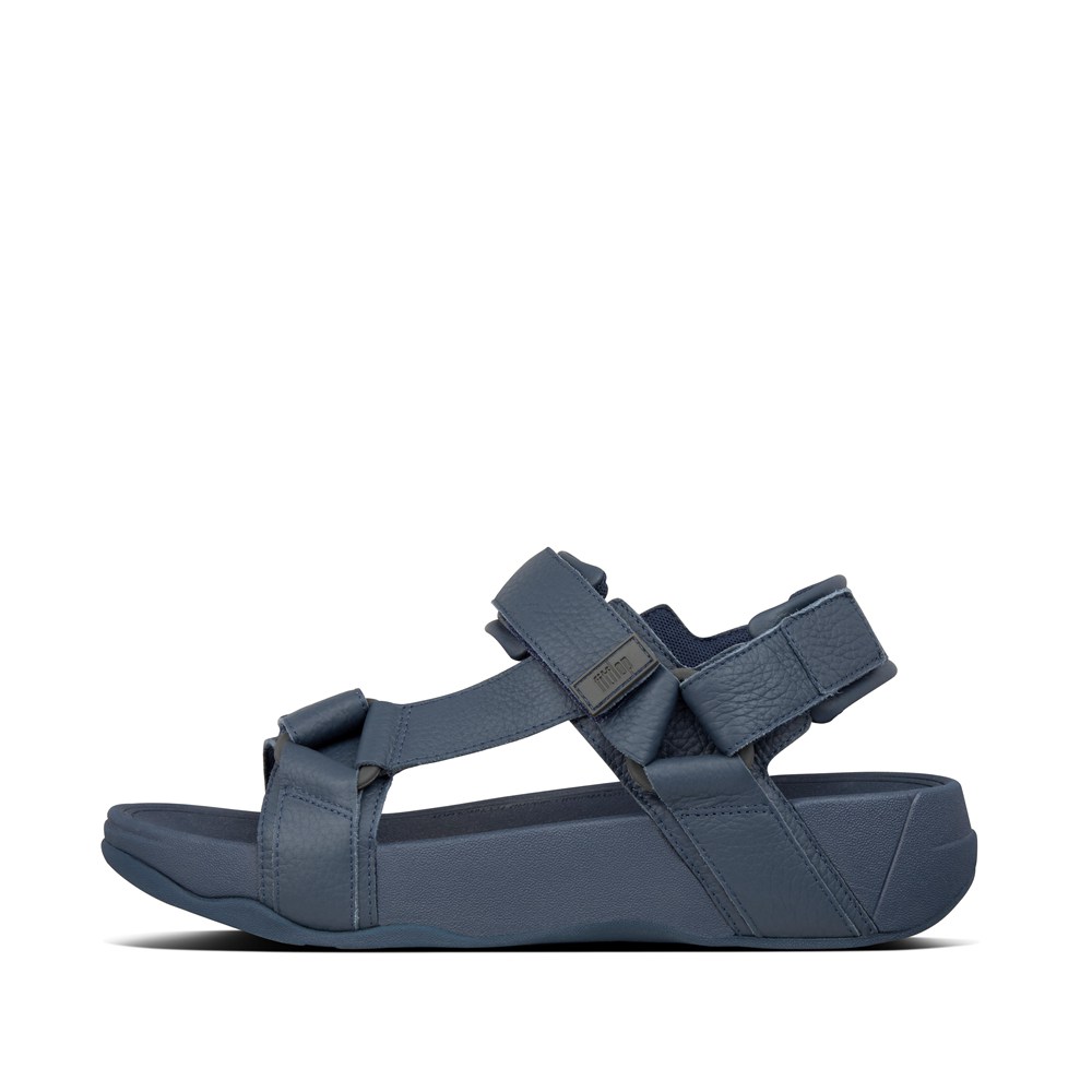 Fitflop Mens Sandals - Ryker Leather Mix Back-strap - Navy - 217-RTUGVF